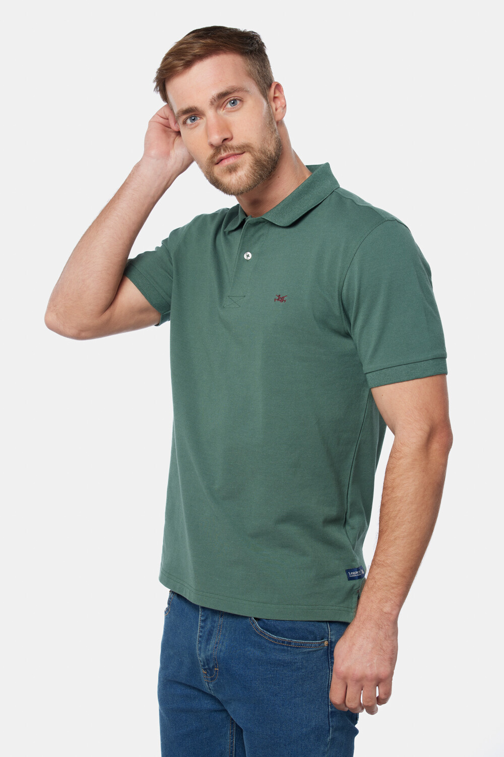 REMERA POLO LISA Verde oscuro