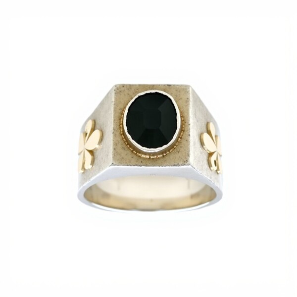 Anillo Mesa-Plata y Oro-Piedra Onix-AN5173 conpiedra