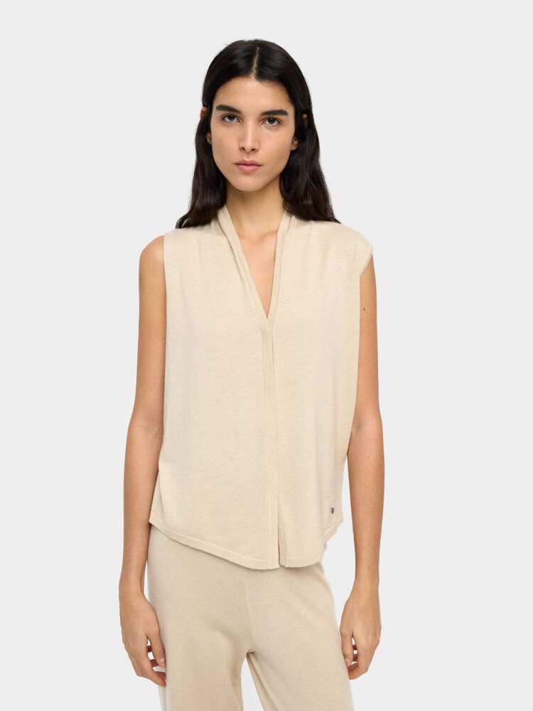 Chaleco De Punto Mezcla De Lana beige