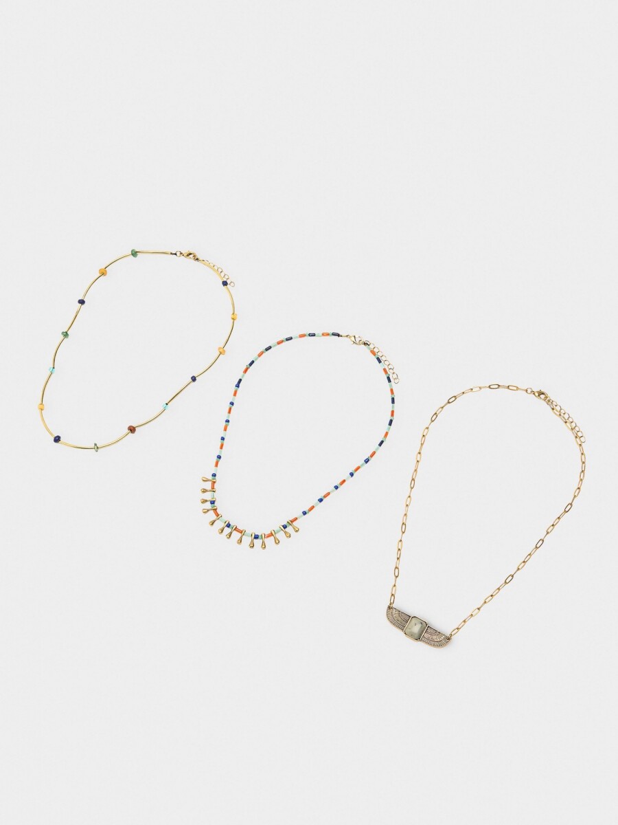 Set De Collares Con Cuentas De Piedras multicolor