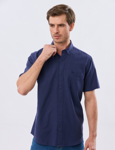 CAMISA LISA DE LINO Azul