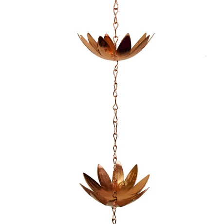 Cadena de lluvia de metal color cobre flor de loto Cadena de lluvia de metal color cobre flor de loto