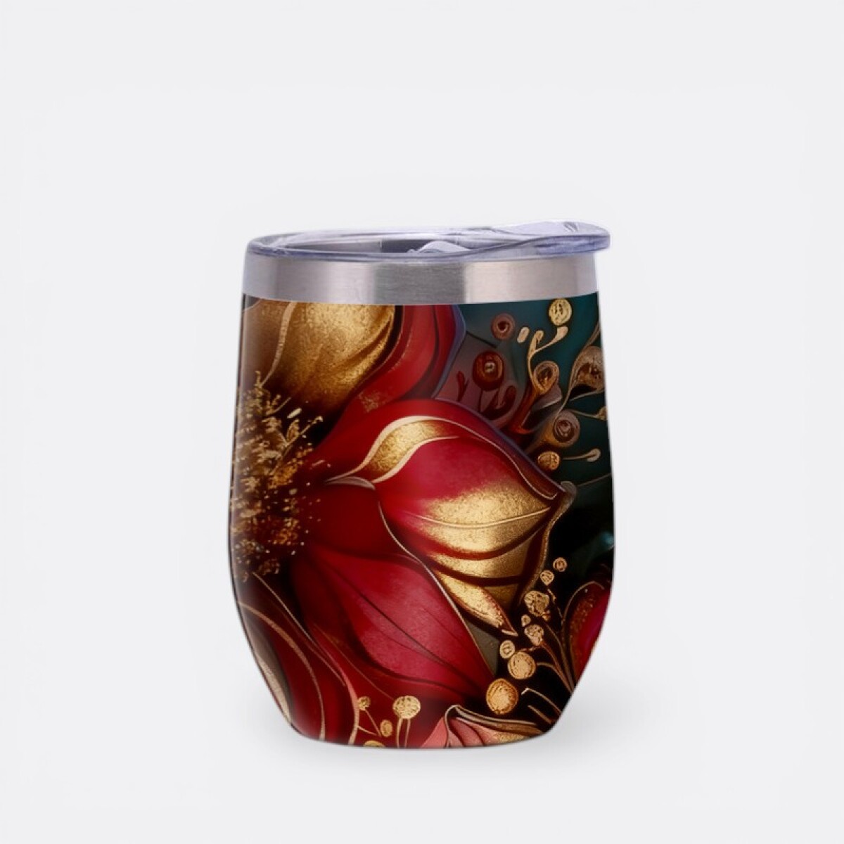 Mate Diseño Floral Colorido Aluminio - Rojo 