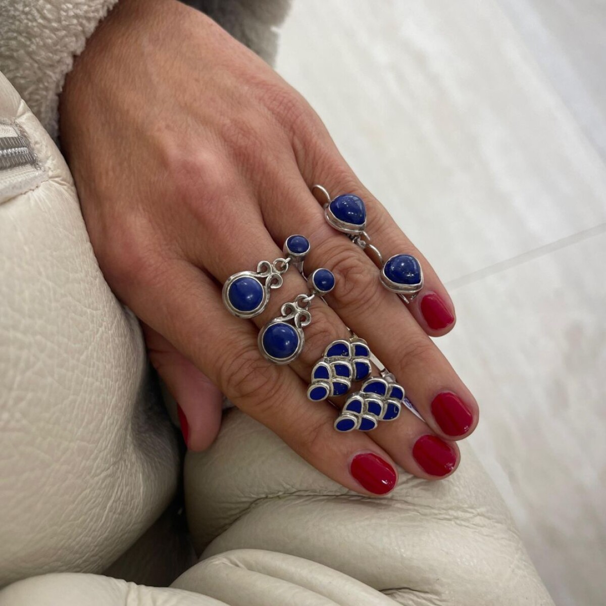 Caravanas Dos Piedras Lapislazuli - Plata 925 