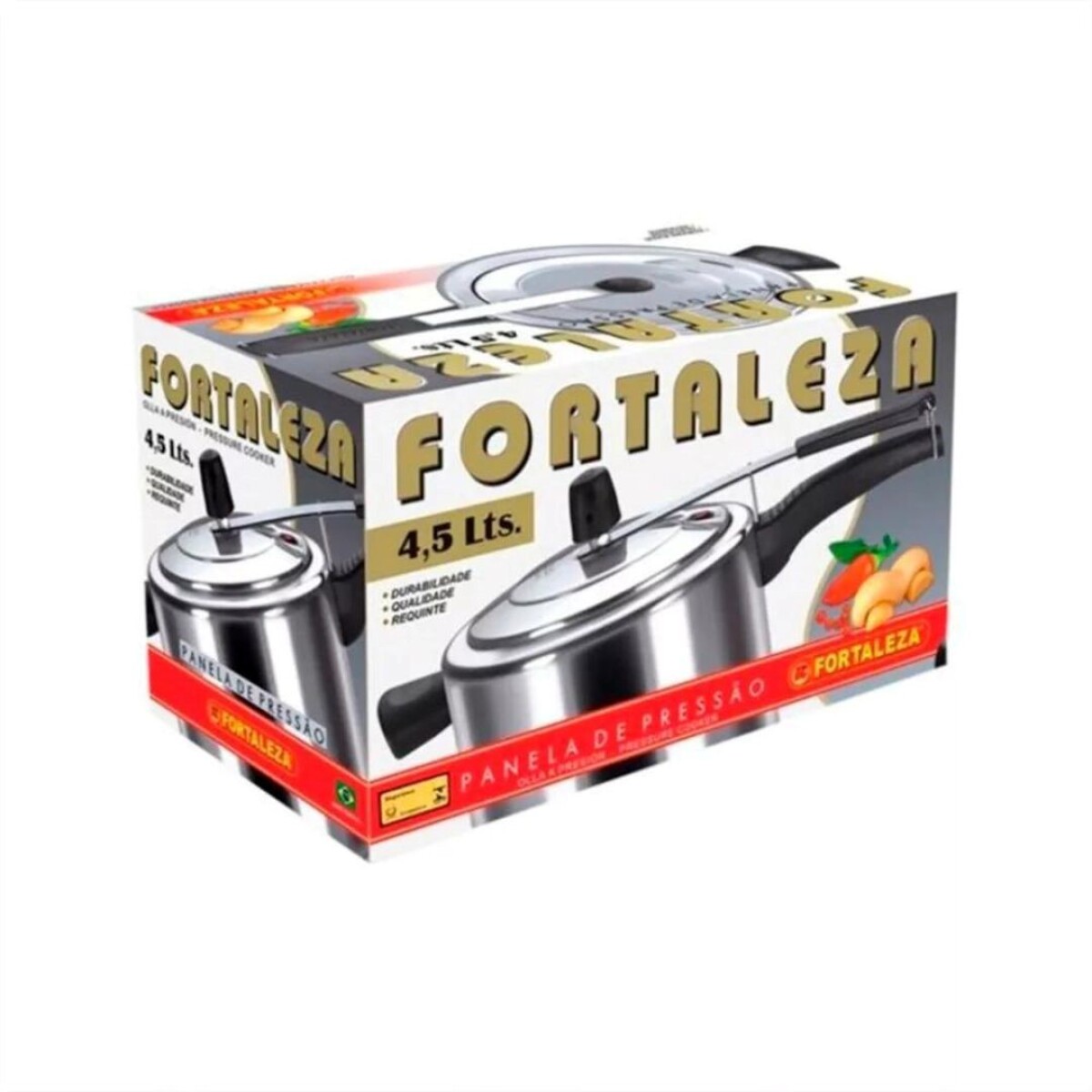 OLLA A PRESIÓN ALUMINIO FORTALEZA 4,5 LITROS - PLATA 