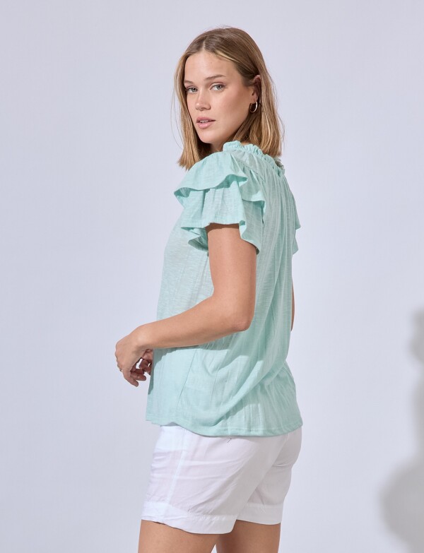 Blusa Frunces VERDE AGUA