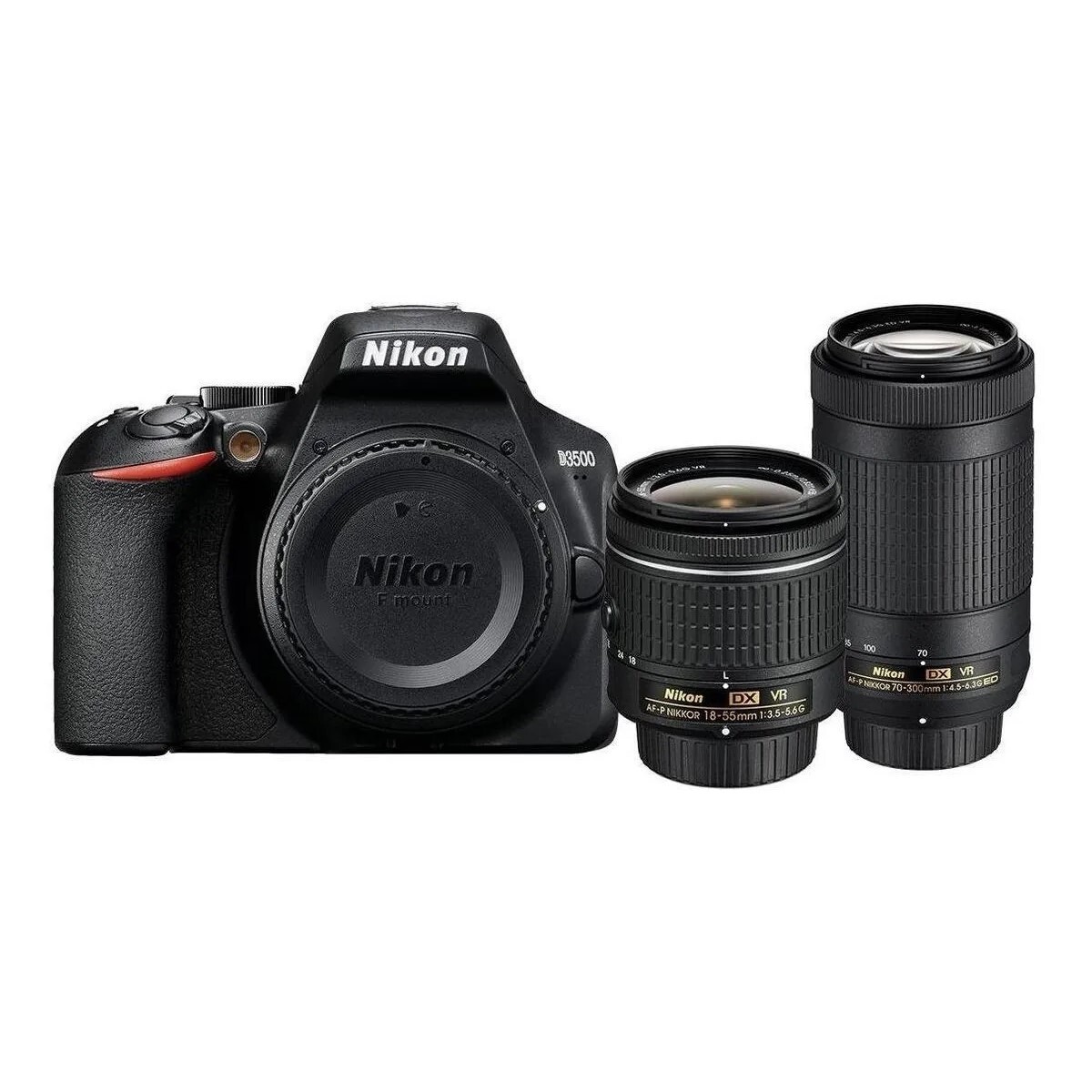 Kit cámara digital nikon d3500 + lente 18-55mm + lente 70-300mm Black