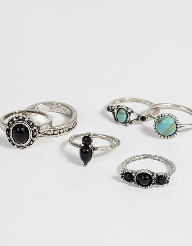 Sets Anillos Con piedra Set De Anillos Con Piedras - Plateado Antique Silver
