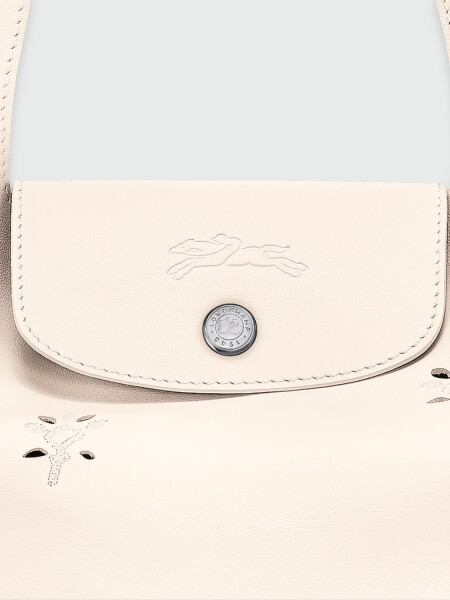 Longchamp - Cartera de cuero, Le pliage Broderié Marfil