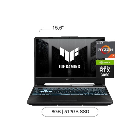 Notebook ASUS TUF A15 15,6' FHD 512GB / 8GB RAM R7-7435HS RTX3050 - Black Notebook ASUS TUF A15 15,6' FHD 512GB / 8GB RAM R7-7435HS RTX3050 - Black