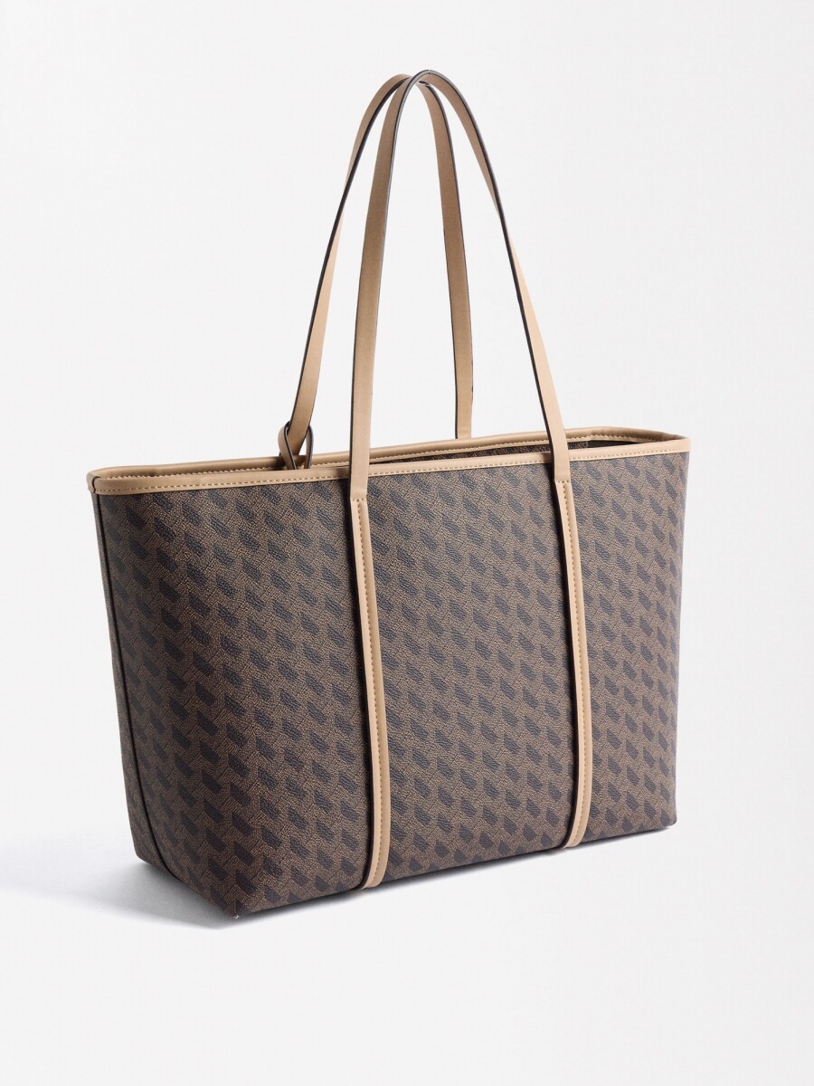 Bolso Shopper Estampada marron