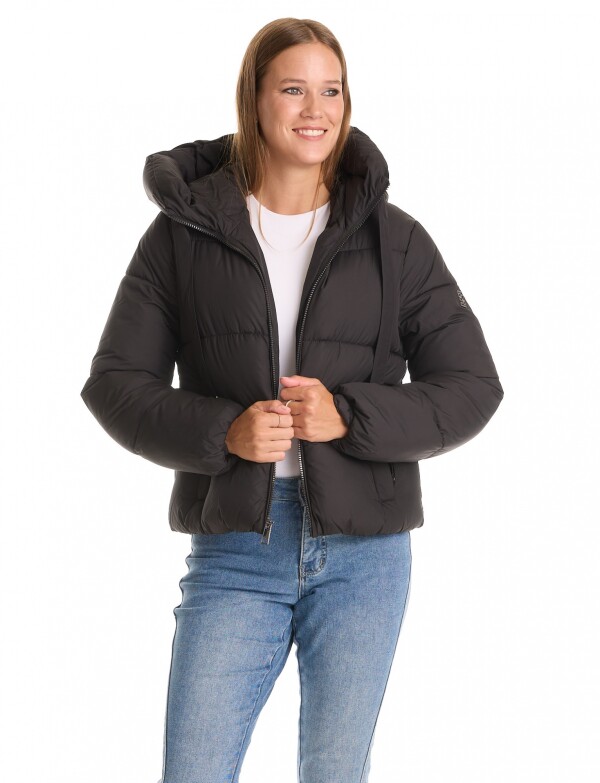 Campera Puffer Capucha NEGRO