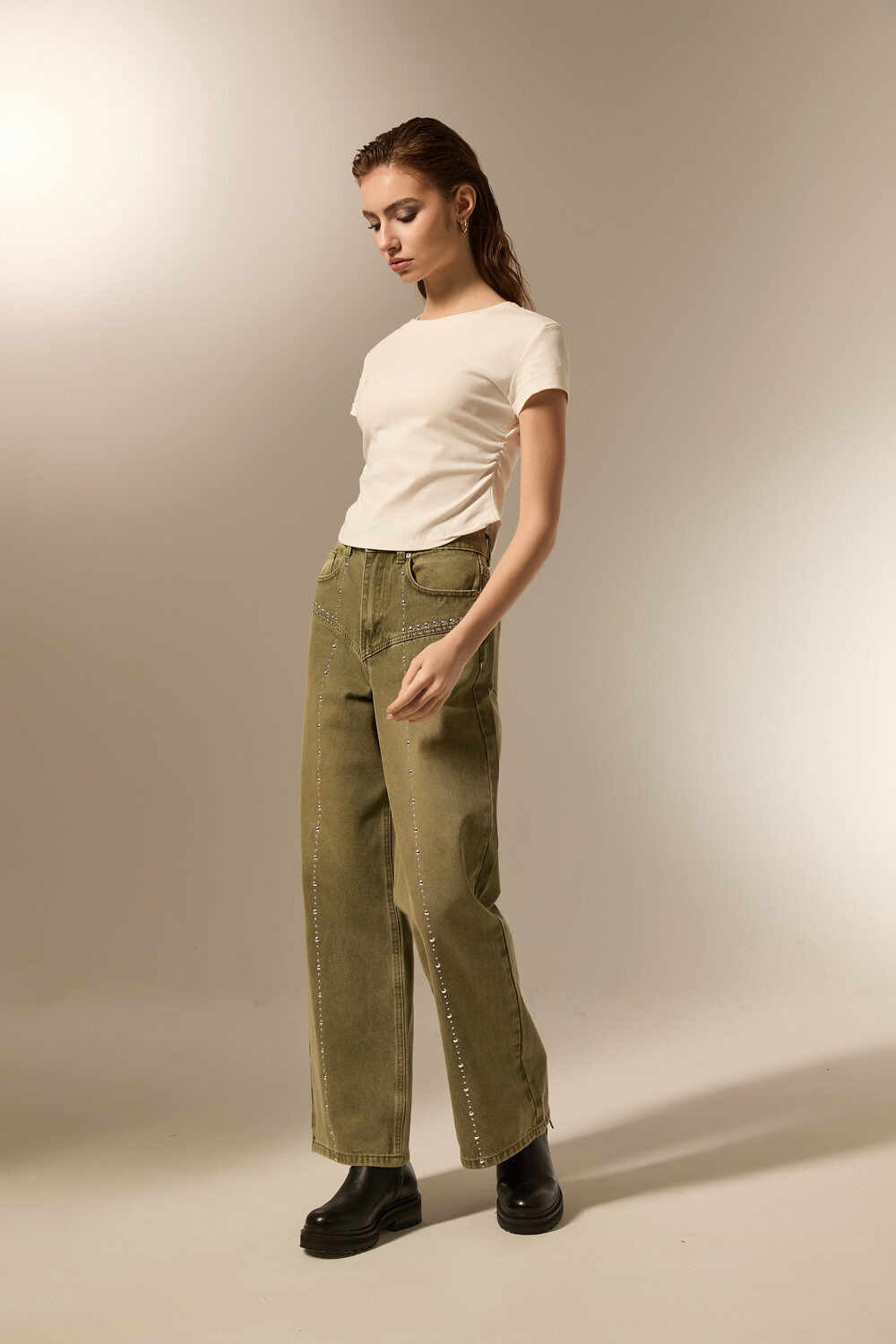 Pantalon Nalina Verde Oliva Oscuro