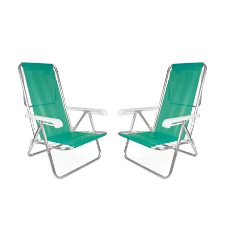Set X2 Sillas Reclinables 8 Posiciones Aluminio 100Kg PVC Verde