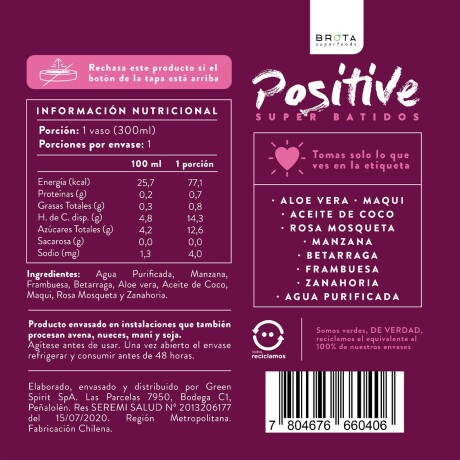 Brota Superbatido Beauty Pink 300 ml Positive Brota Superbatido Beauty Pink 300 ml Positive