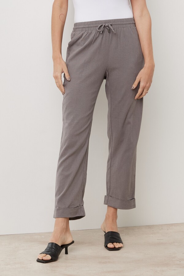 Pantalon Lino GRIS OSCURO