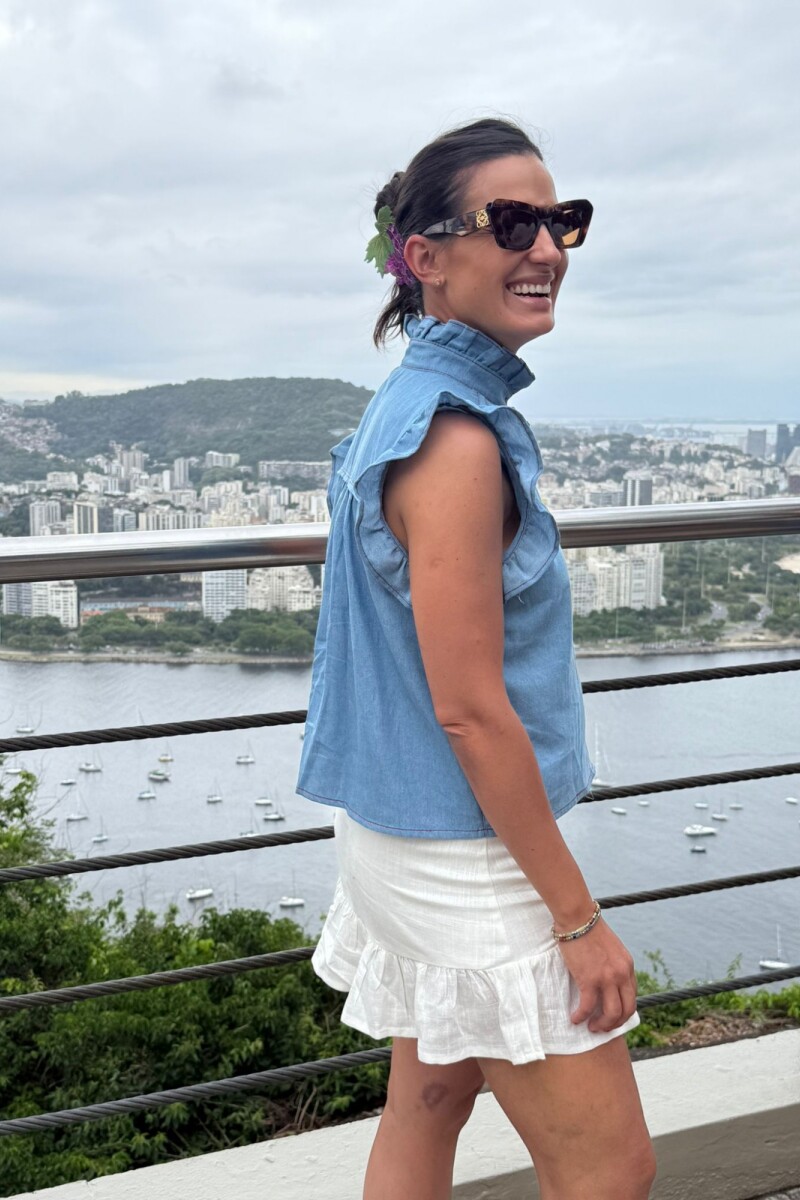 BLUSA CEREZA DENIM Celeste