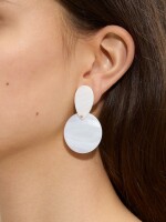Pendientes De Concha Circular blanco