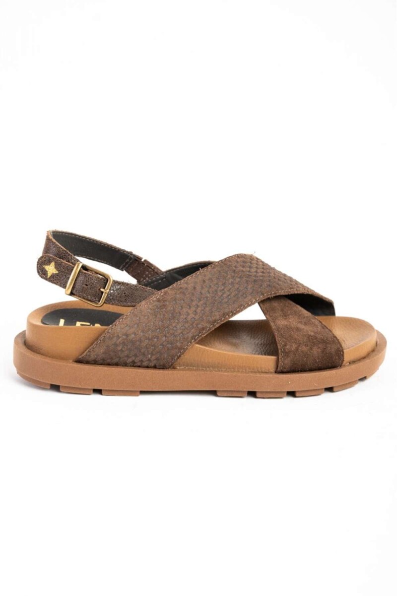 Sandalias Cruzadas De Cuero - Chocolate 