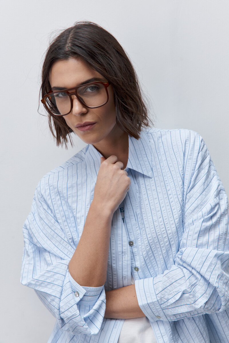 CAMISA PAD Celeste