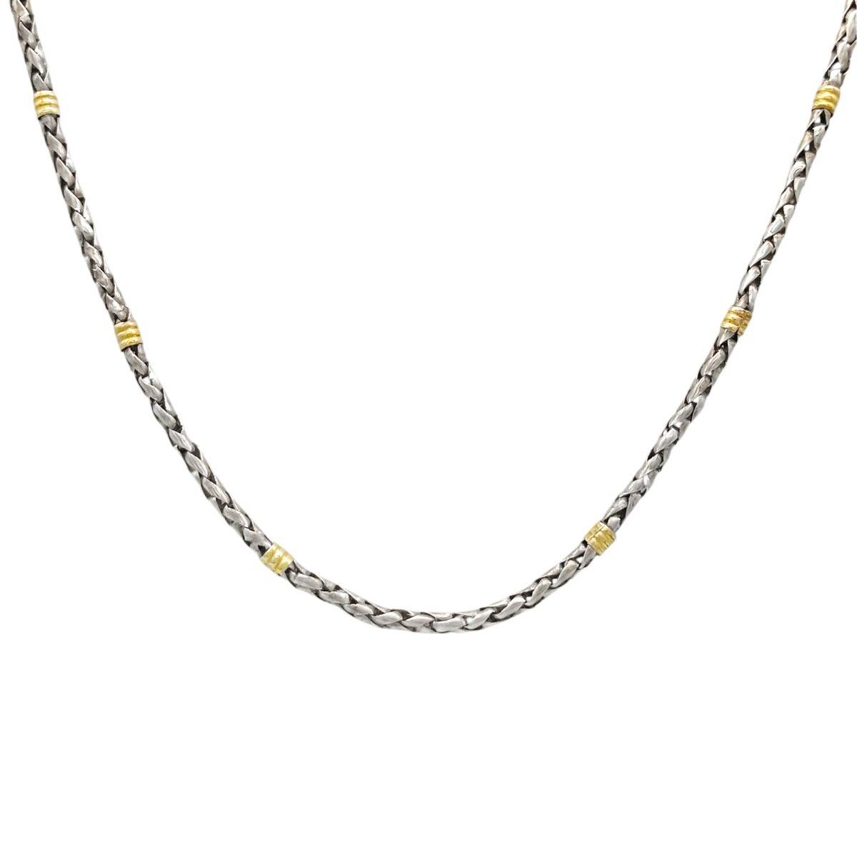 Cadena Eslabón Espiga-Plata y Oro-Sin piedra-CD5053 - sinpiedra 