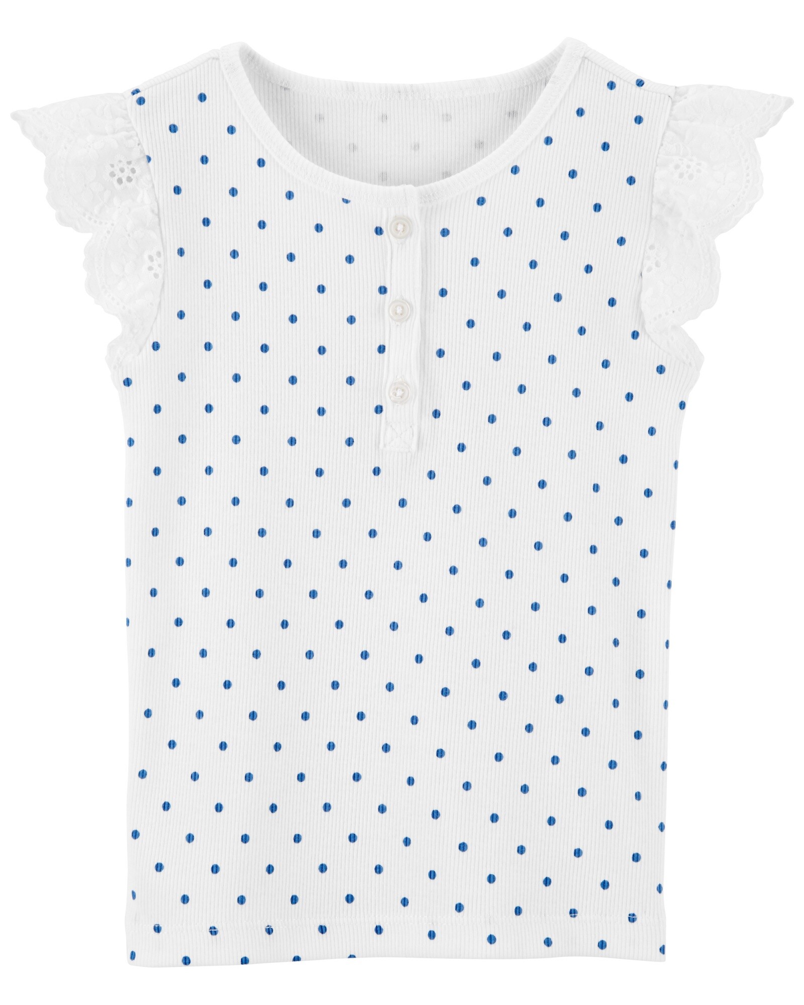Remera de algodón con encaje diseño a lunares Sin color