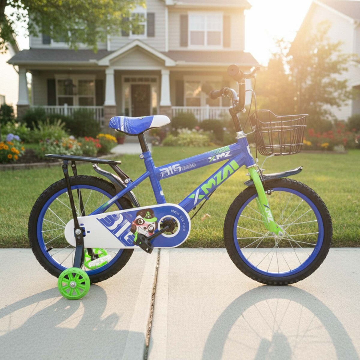 Bicicleta Infantil XMZ Rodado16 Canasto Parrilla Guardabarro - Azul 1 
