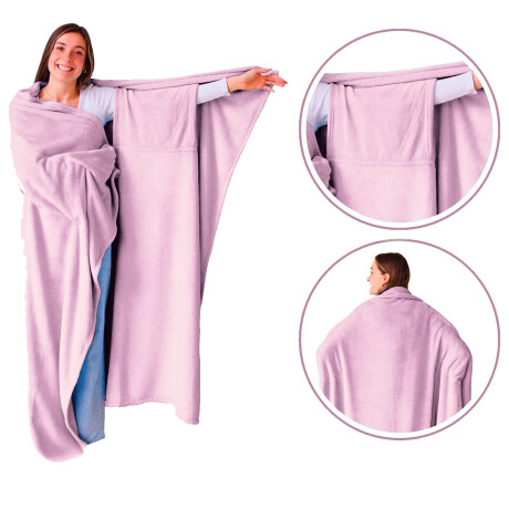 Manta Pijama Polar Manga Bolsillo Suave 185x175cm Rosa