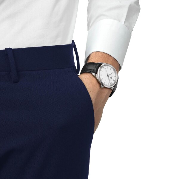 Reloj TISSOT PR 100 40mm con esfera blanca y correo de cuero negra Reloj TISSOT PR 100 40mm con esfera blanca y correo de cuero negra