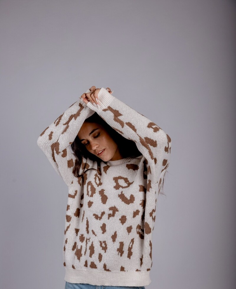 Buzo Print blanco con beige