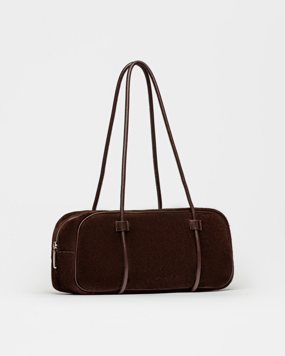 Cartera al hombro Horizon en cuero gamuza Chocolate