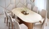 Mesa de Comedor Oval - Línea Manhattan Blanco/Marrón