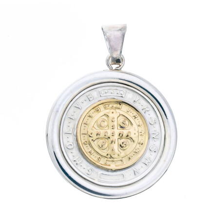 Medalla de plata 925 y double de oro 18 ktes San Benito Medalla de plata 925 y double de oro 18 ktes San Benito