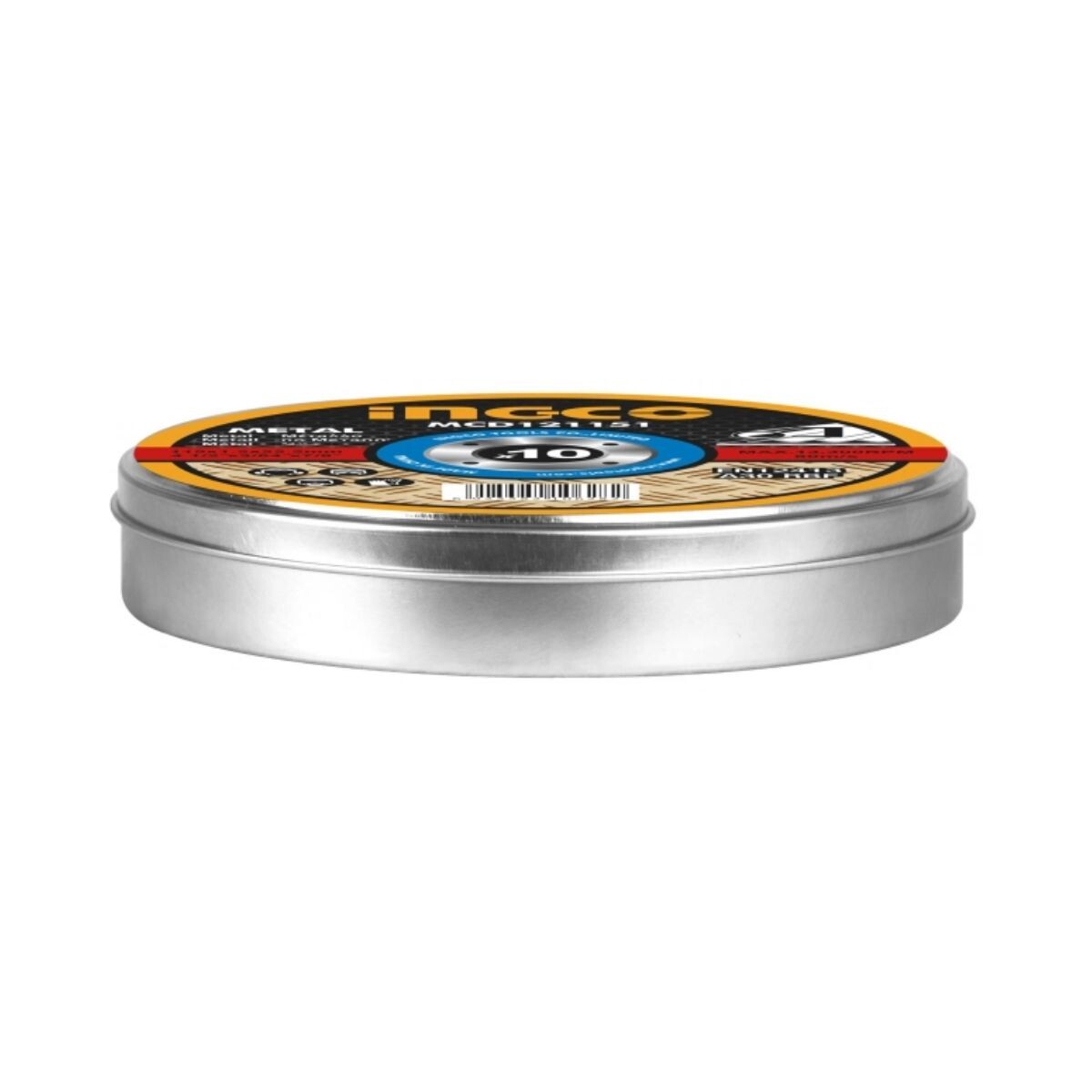 Lata X 10 Discos Corte Metal 4 1/2x 1,2mm Ingco 