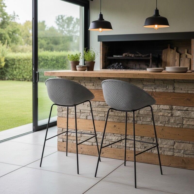 SILLA BAR EGG GRIS 47X58X96CM Unica