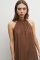 Maxi vestido halter con bolsillos chocolate