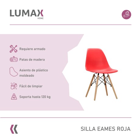Silla De Comedor Eames Pack 4 Unidades Varios Colores Lumax Roja