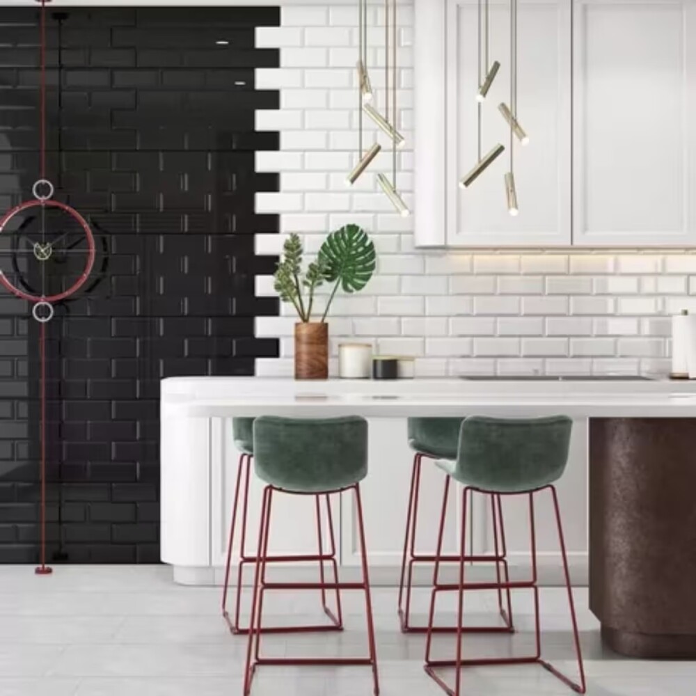 Cerámica para pared Metro Petróleo 31x54 cm Brillante Cerámica Para Pared Metro Petróleo 31x54 Cm Brillante