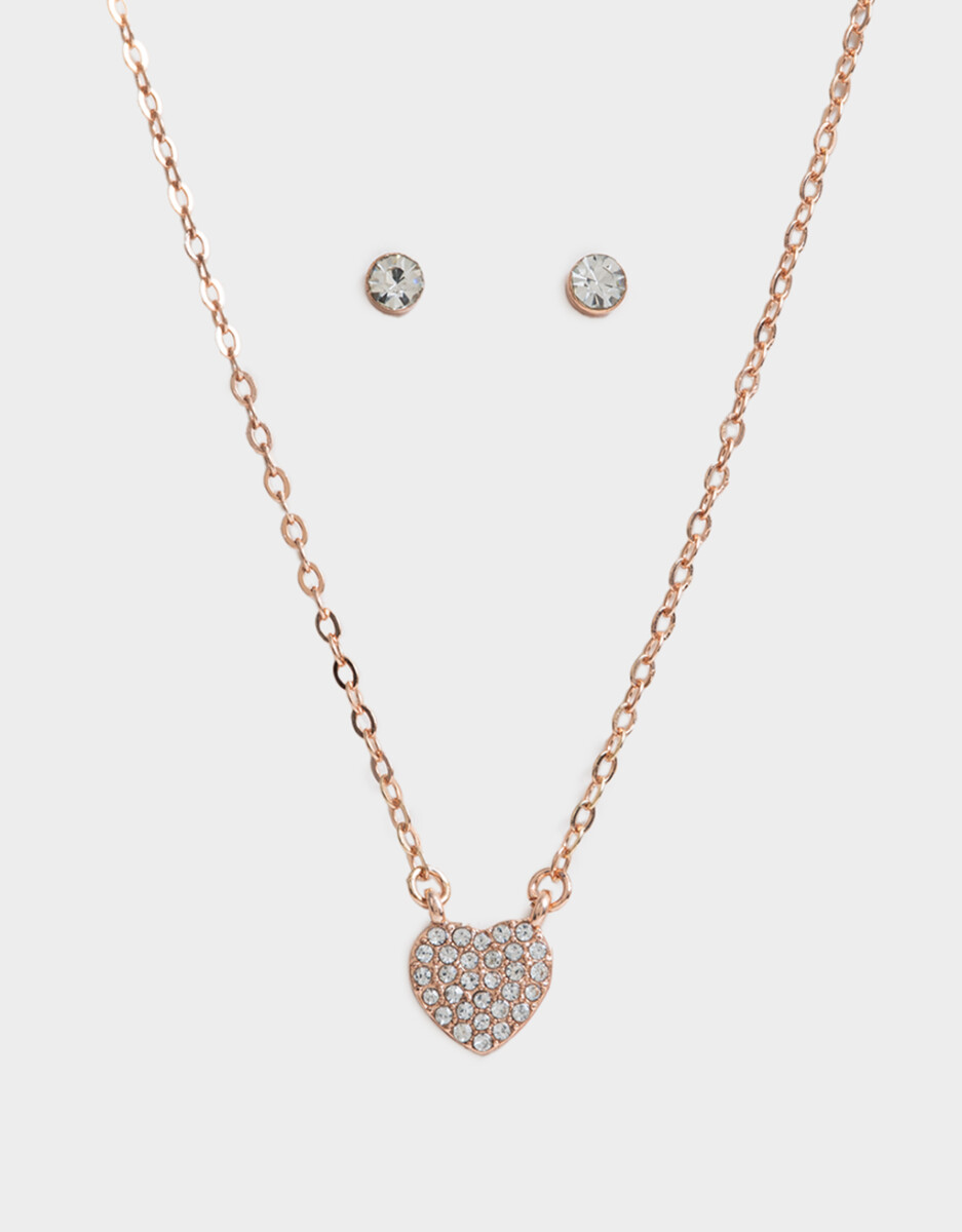 Bijouterie Set Con Strassbañado En Oro Rosa 