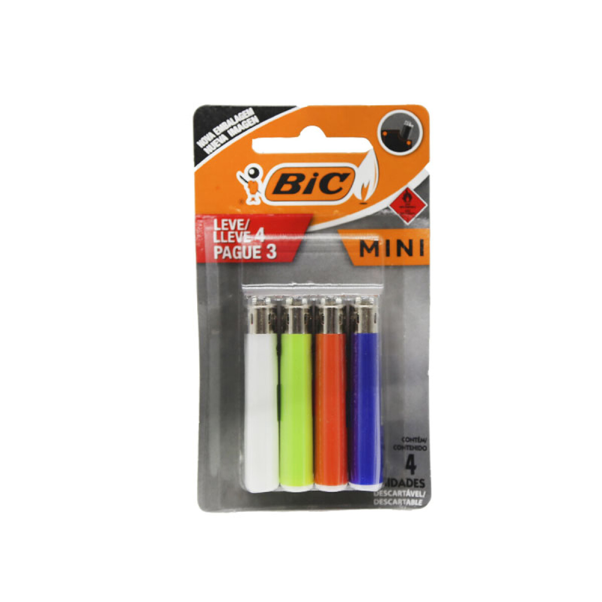 Encendedor Mini BIC Blíster 3 + 1 