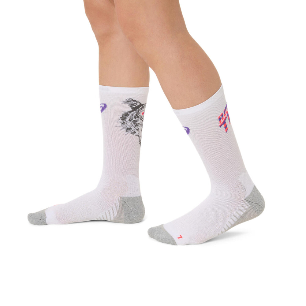 Medias Running Performance Run Sock Crew Unisex Brilliant White/flash Red/edo Purple