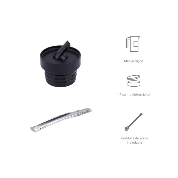 Set Termo de Acero Inoxidable Doble Capa con Tapa Pico Cebador de 1 litro Color Plata + Mate + Bombilla Set Termo de Acero Inoxidable Doble Capa con Tapa Pico Cebador de 1 litro Color Plata + Mate + Bombilla