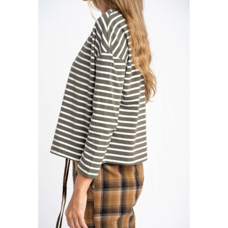 Remera Algodon Elastano Rayada Oliva