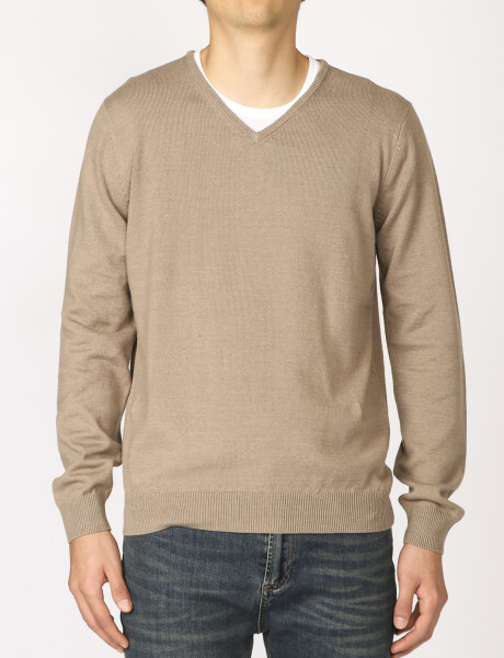 470318 SWEATER V HARRINGTON LABEL Beige