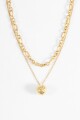 Collar acero doble cadena con dije dorado