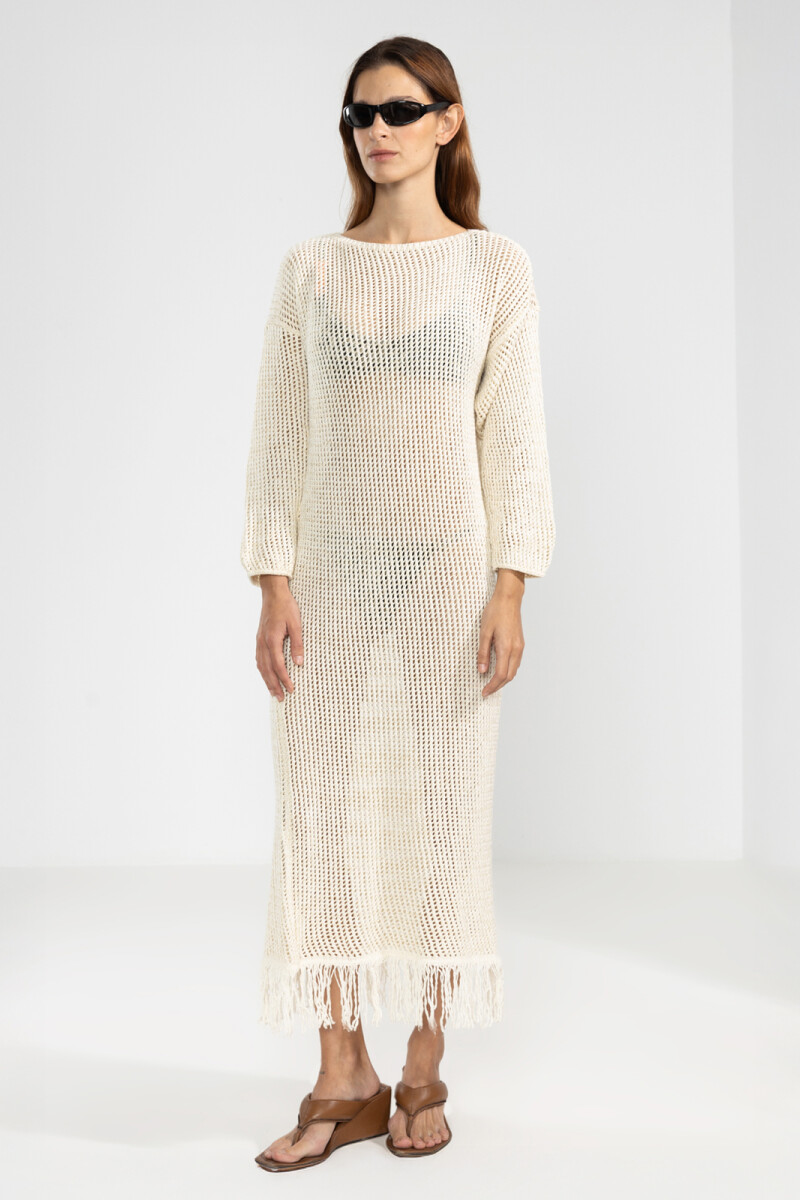 FRINGES DRESS Cream