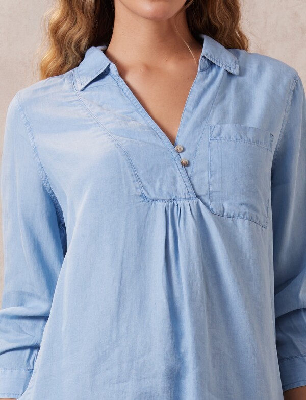 Blusa Lyocell Bolsillo JEAN CLARO