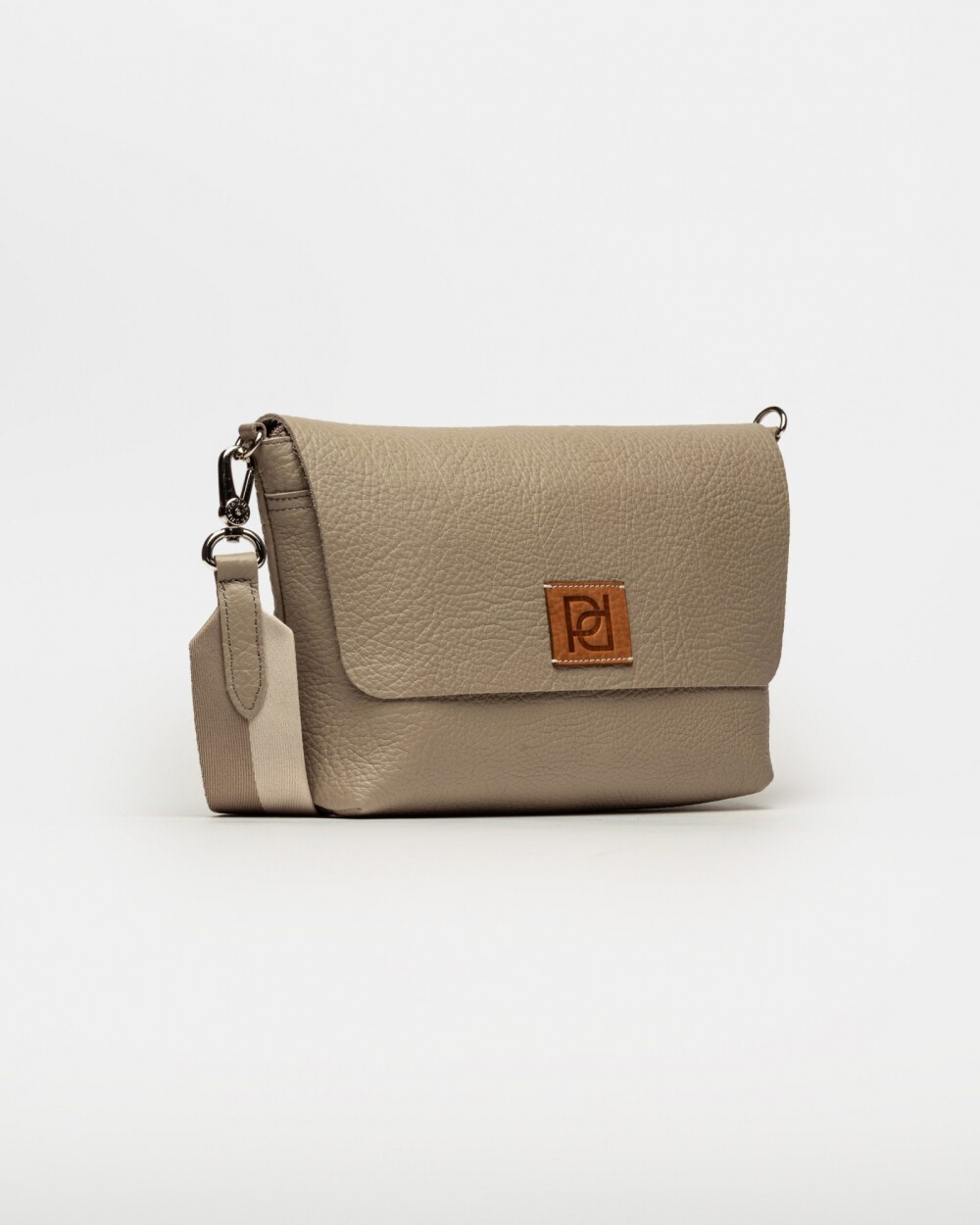 Bandolera Nina en cuero graneado Taupe