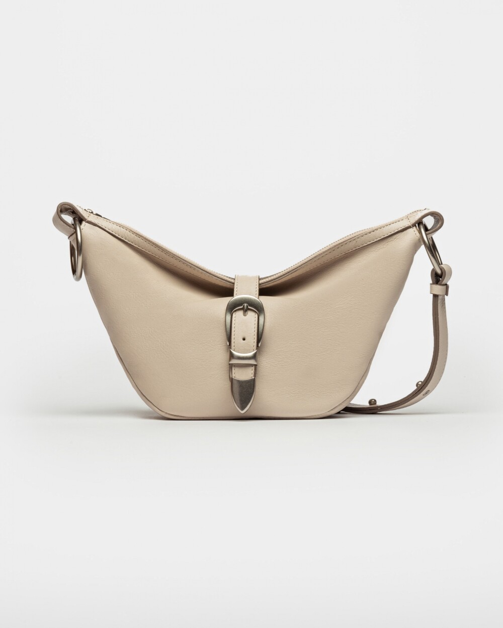 Bandolera Bambú En Cuero Satinado Natural