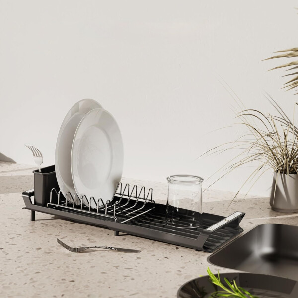 Mini Escurridor Extensible Seca Platos Vasos Cubiertos Variante Color Negro